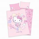 Obliečky do postieľky Hello Kitty kvety Bio , Barva - Ružová , Rozměr textilu - 100x135