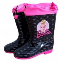 Holínky Barbie , Velikost boty - 33-34 , Barva - Černo-růžová 