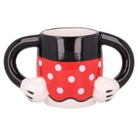 Hrnček MINNIE 3D , Velikost lahve - 340 ml , Barva - Černo-červená