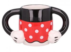 Hrnček MINNIE 3D , Velikost lahve - 340 ml , Barva - Černo-červená