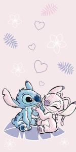 Osuška Lilo and Stitch pink , Barva - Svetlo ružová , Rozměr textilu - 70x140