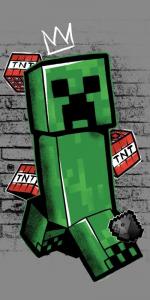 Osuška Minecraft Metro Art Creeper , Barva - Šedá , Rozměr textilu - 70x140
