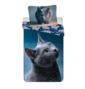 Obliečky Dark Cat , Barva - Modrá , Rozměr textilu - 140x200