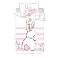 Povlečení do postýlky Králíček Sweet baby , Barva - Bílo-růžová , Rozměr textilu - 100x135