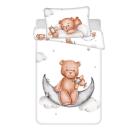 Obliečky do postieľky Macko Plane baby , Barva - Bílo-hnědá , Rozměr textilu - 100x135