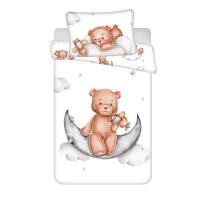 Obliečky do postieľky Macko Plane baby , Barva - Bílo-hnědá , Rozměr textilu - 100x135