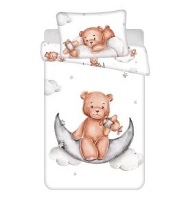 Obliečky do postieľky Macko Plane baby , Barva - Bílo-hnědá , Rozměr textilu - 100x135