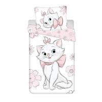 Obliečky mačička Marie kvety , Barva - Bílo-růžová , Rozměr textilu - 140x200