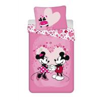 Obliečky Mickey a Minnie Love micro , Barva - Ružová , Rozměr textilu - 140x200