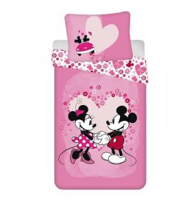 Obliečky Mickey a Minnie Love micro , Barva - Ružová , Rozměr textilu - 140x200
