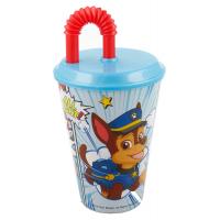 Kelímok s slamkou LAPKOVÁ patrola , Velikost lahve - 430 ml , Barva - Modrá