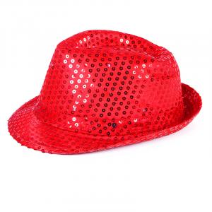 Klobúk disco s LED svetlom , Barva - Červená