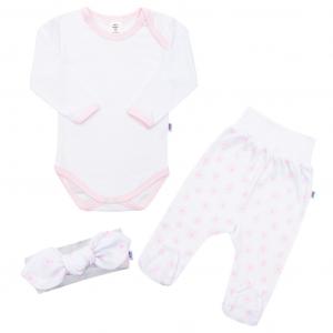Dojčenská súprava New Baby Lili 3-dielna , Velikost - 80 , Barva - Bílo-růžová