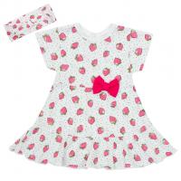 Šatičky s čelenkou New Baby Strawbery , Velikost - 62 , Barva - Bielo-červená