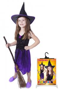 Kostým Čarodejnica s klobúkom/Halloween , Barva - Fialová
