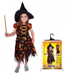 Kostým Čarodejnica s klobúkom , Barva - Oranžová