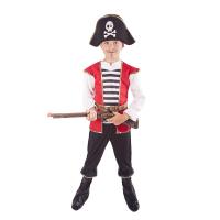 Kostým Pirát s klobúkom , Velikost - M , Barva - Černo-červená