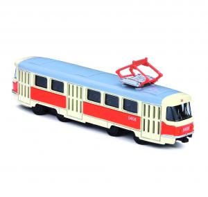 Kovová česká retro električka, 16 cm , Barva - Červená