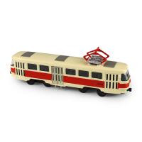 Kovová česká retro tramvaj červená 16 cm-otevírací dveře , Barva - Biela