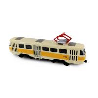 Kovová česká retro tramvaj žlutá 16 cm-otevírací dveře , Barva - Žltá