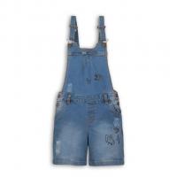 Kraťasy dievčenské džínsové s trakmi , Velikost - 98/104 , Barva - Modrá