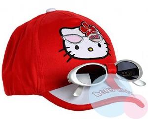 Kšiltovka a brýle Hello Kitty , Barva - Červená