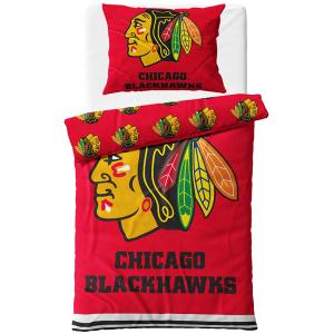 Mikroplyšové obliečky NHL Chicago Blackhawks , Barva - Červená , Rozměr textilu - 140x200
