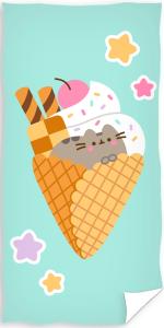 Osuška Mačička Pusheen Sladká ako Zmrzlina , Barva - Svetlo zelená , Rozměr textilu - 70x140
