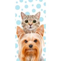 Osuška Mačka a pes , Barva - Bielo-modrá , Rozměr textilu - 70x140