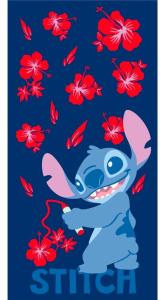 Osuška Lilo a Stitch Květiny , Barva - Tmavo modrá , Rozměr textilu - 70x140