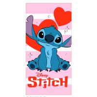 Osuška Lilo a Stitch Srdce , Barva - Ružová , Rozměr textilu - 70x140