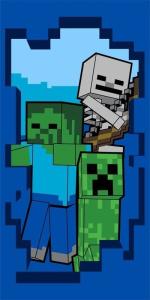 Osuška Minecraft Beware , Barva - Modrá , Rozměr textilu - 70x140