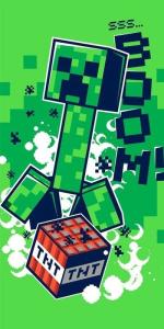 Osuška Minecraft Boom , Barva - Zelená , Rozměr textilu - 70x140