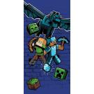 Osuška Minecraft Metro Art Survive , Barva - Modrá , Rozměr textilu - 70x140