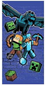 Osuška Minecraft , Barva - Modrá , Rozměr textilu - 70x140