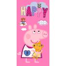 Osuška Prasiatko Pepina a Macko Teddy , Barva - Ružová , Rozměr textilu - 70x140