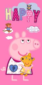 Osuška Prasiatko Pepina a Macko Teddy , Barva - Ružová , Rozměr textilu - 70x140