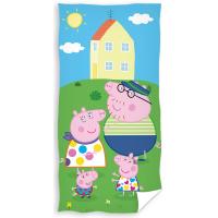 Osuška Prasiatko Pepina Zábava na Záhrade , Barva - Modro-zelená , Rozměr textilu - 70x140