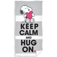 Osuška Snoopy Keep Calm , Barva - Šedá , Rozměr textilu - 70x140