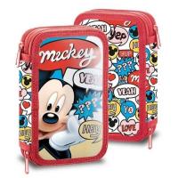 PENÁL DVOJPATROVÝ MICKEY vybavený , Barva - Červená
