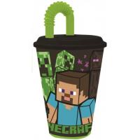 Plastový kelímok so slamkou Minecraft , Velikost lahve - 430 ml , Barva - Zelená