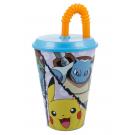 KELÍMEK so slamkou POKÉMON , Velikost lahve - 430 ml , Barva - Modrá
