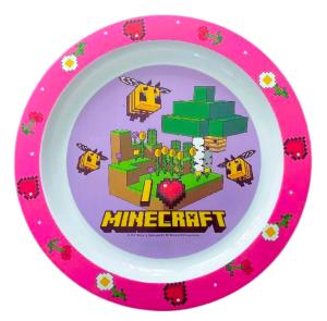 Plastový talíř minecraft růžový , Barva - Ružová
