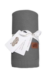 Pletená deka do kočíka , Barva - Tmavo šedá , Rozměr textilu - 80x100