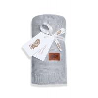 Pletená deka do kočíka bavlna bambus , Barva - Šedá , Rozměr textilu - 80x100