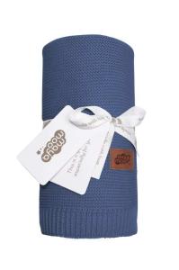 Pletená deka do kočíka bavlna bambus , Barva - Tmavo modrá , Rozměr textilu - 80x100