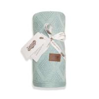 Pletená deka do kočíka bavlna bambus mätová , Barva - Světlo modrá , Rozměr textilu - 80x100