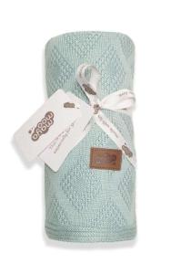 Pletená deka do kočíka bavlna bambus mätová , Barva - Světlo modrá , Rozměr textilu - 80x100