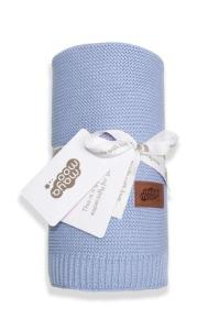 Pletená deka do kočíka bavlna bambus modrá , Barva - Světlo modrá , Rozměr textilu - 80x100