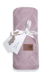 Pletená deka do kočíka bavlna bambus ružová vzor , Barva - Svetlo ružová , Rozměr textilu - 80x100